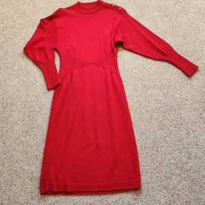 Red Bubble Longsleeve Italy Waine Wool Sweater Dress